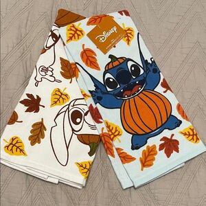 Disney Fall/Autumn Stitch kitchen/hand towels NWT